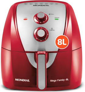 Fritadeira Sem Óleo Air Fryer 8L Mondial AFN-80-RI, 1900W, 110V (Vermelho/Inox)