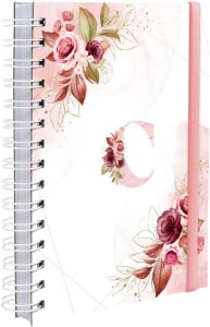 Agenda 2024 Plus Monograma Floral Letra Inicial C (Branco E Rosa)