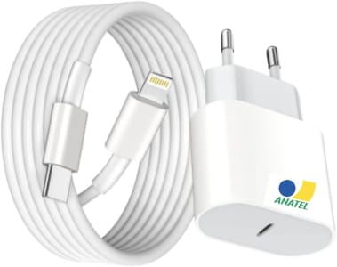 Kit Carregador PD Turbo 25W e Cabo de Carregamento USB-C Compatível com Iphone.