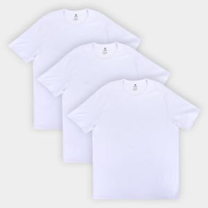 Kit Camiseta Hering Básica Masculina - 3 Peças - Branco