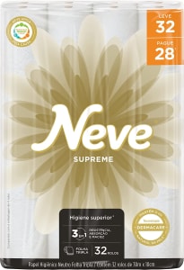 Papel Higiênico Neve Supreme Folha Tripla - 32 Rolos 