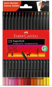 Ecolápis de Cor Faber-Castell Supersoft 120715softcq 15 Cores Tons Quentes Multicor