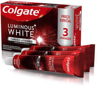 Creme Dental Clareador Colgate Luminous White Carvão Ativado 70g - 3 unidades