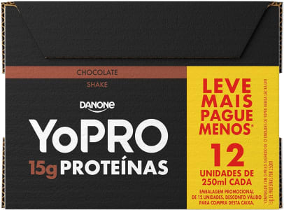 Pack Yopro Bebida Láctea Uht Chocolate 15G de Proteínas 250ml - 12 Unidades