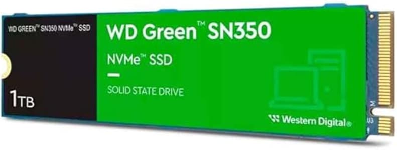 SSD WD Green SN350 1TB M.2 2280 PCIe NVMe Leitura: 3200MB/s Gravação: 2500MB/s - WDS100T3G0C