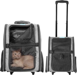 Mala Bolsa Mochila de Transporte Pet Viagem com Rodinhas para Cães e Gatos (Cinza)