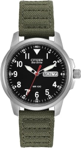 Relógio Masculino Citizen Eco-Drive Garrison de Aço Inoxidável com Pulseira de Nylon Weekender 37mm ‎Bm8180-03e