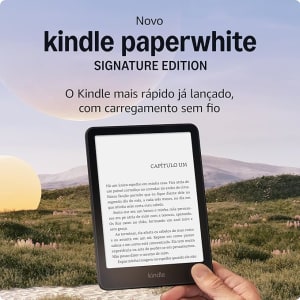 Novo Kindle Paperwhite Signature Edition (32 GB) - O Kindle mais rápido já lançado, com luz frontal autoadaptável, carregamento sem fio e bateria que dura semanas - Cor Preta Metálica