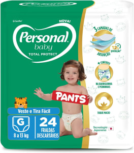 Fralda Personal Baby Total Protect Pants Grande - 24 Fraldas