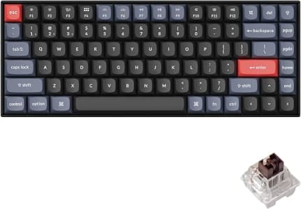 Keychron Teclado mecânico sem fio K2 Pro QMK/VIA, interruptor K Pro marrom com 75% layout macro programável personalizado, luz de fundo RGB, teclado PBT com fio para Mac Windows Linux