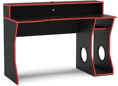 Mesa Gamer Fremont para 2 Monitores - Politorno (Preto e Vermelho) 