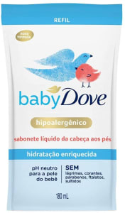 2 Unidades - Refil Sabonete Líquido Baby Hidratação Enriquecida 180ml - Dove