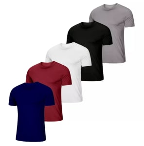 Kit 5 Camisetas Básicas Slim Fit Lisa Algodão Premium Camisa