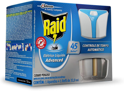 Repelente Elétrico Líquido Raid Advanced Aparelho + Refil Regular 32,9 ml