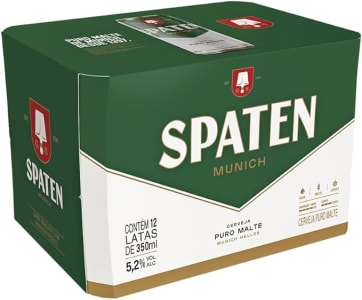 Pack Cerveja Spaten, Puro Malte, 350ml, Lata - 12 Unidades