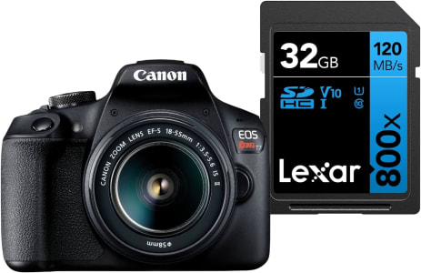 Câmera Digital Canon EOS Rebel T7+ S18-55 IS II BR kit com Cartão de Memória Lexar Blue 32GB