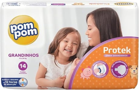 Fralda Pom Pom Protek Proteção de Mãe Grandinho - 14 Unidades