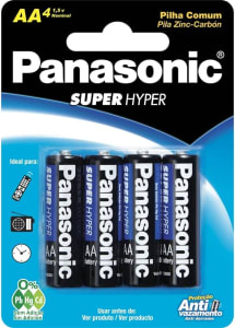 Panasonic UM-3SHS - Pilha Comum AA, Tensão 1,5 Volts, Embalagem com 4 pilhas