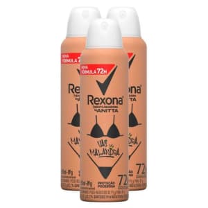 Desodorante Rexona By Anitta Vai Malandra Aerosol 150ml Kit com três unidades - Desodorante - Magazine Ofertaesperta