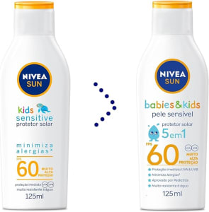 NIVEA SUN Protetor Solar Kids & Babies Pele Sensível FPS 60 125ml - Infantil, muito alta proteção UVA/UVB, minimiza o surgimento de alergias, muito resistente à água com proteção imediata, para a pele delicada das crianças
