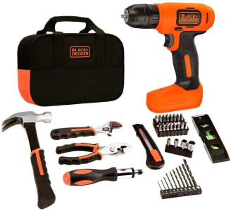 Parafusadeira / Furadeira 8V Lítio Ion com 54 Peças com Bolsa, Black+Decker