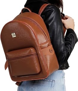 Mochila Feminina Media Forrada Lisa Zíper Casual Moderna (Marrom)