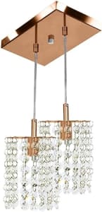 Lustre Pendente Clearcast Duplo Cristal Legitimo New Cobre