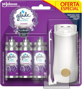 Glade, Aromatizador de Ambiente Toque de Frescor, Aparelho + 3 refis Lavanda com 12ml cada