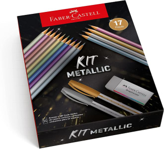  Kit Metallic, Faber-Castell, KIT/METAL, Edição Limitada, 17 peças 