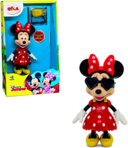 Boneca Minnie, Elka, corpo preto/luva branca/vestido vermelho/sapato amarelo/rosto pele