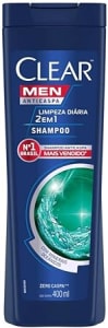 Clear Men Limpeza Diaria 2 Em 1 - Shampoo Anticaspa, 400Ml