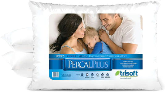 Travesseiro Percal Plus, Trisoft (Suporte médio), Branco, 50 x 70 cm