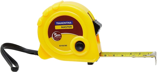 Tramontina 43156305, Trena com Fita de Aço Capacidade 5M, Amarelo