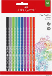 Caneta Ponta Fina, Fine Pen PoP, Faber-Castell,SM/FPP10, cartela com 10 unidades