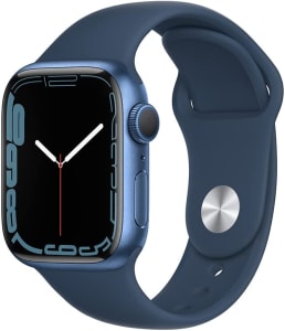  Apple Watch Series 7 (GPS), Caixa em alumínio azul de 41 mm com Pulseira esportiva azul abissal 