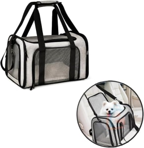 Bolsa de Transporte Pet Avião Viagem para Reforçada Cachorros e Gatos Cabine - Duke & Dixie (Cinza/Preto)