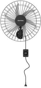 Ventisol Ventilador de Parede Oscilante, Steel, Preto/Prata, 50cm, Bivolt