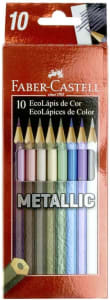 Lápis de Cor Sextavado, Faber-Castell, EcoLápis Metallic, 120410G, 10 Cores