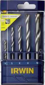 IRWIN Conjunto de Brocas para Concreto com 5 Peças de 4mm a 10mm 891503