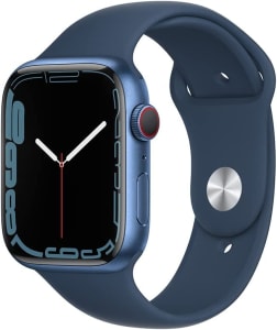 Apple Watch Series 7 (GPS + Cellular), Caixa em alumínio azul de 45 mm com Pulseira esportiva azul abissal