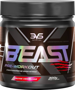 3VS Nutrition Pré-Treino Beast 300g Sabor Frutas Vermelhas