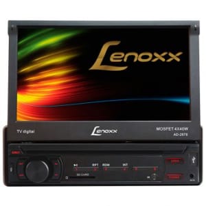 DVD/CD Player Automotivo Lenoxx Tela 7" Retrátil com TV Digital, Touchscreen, CD, MP3, SD Card, Rádio FM, Entrada USB, SD e Auxiliar - AD2678