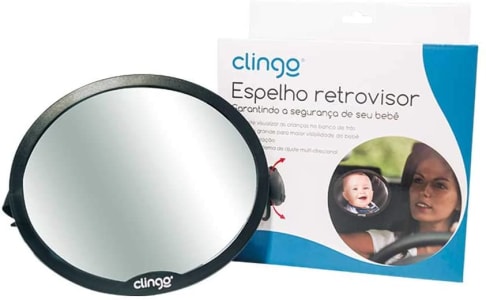 Espelho Retrovisor Redondo Carro Round Clingo - Preto