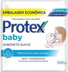 2 Pacotes de Sabonete em Barra Para Bebê Protex Baby Delicate Care 85g (Total 6 unidades)