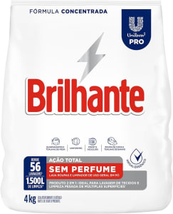 Detergente em Pó Brilhante Sem Perfume 4kg