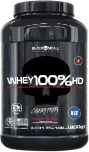 Whey 100% Hd Morango 900G, Black Skull