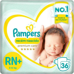 2 Pacotes Fraldas Pampers Premium Care Recém Nascido Rn+ - 36 Unidades