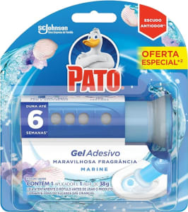 Pato Desodorizador Sanitário Gel Adesivo Aparelho + Refil Marine 6 Discos promocional