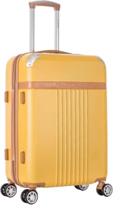 Mala de Viagem Médio de Despacho Athena 23kg Rígida ABS com 4 Rodas duplas 360º e Trava de segredo numérico TSA, divisória interna com zíper e elástico de fixação, Amarelo, Santino - ABGV182M20