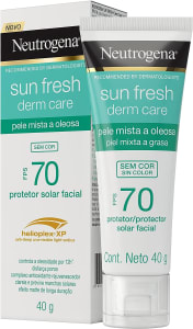 Protetor Solar Facial Neutrogena Sun Fresh Para Pele Oleosa Derm Care Sem Cor FPS 70 - 40g